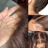 13x4 3D FULL FRONTAL Skin Melt Lace Preplucked Human Hair Lace Front Wig Brown Straight