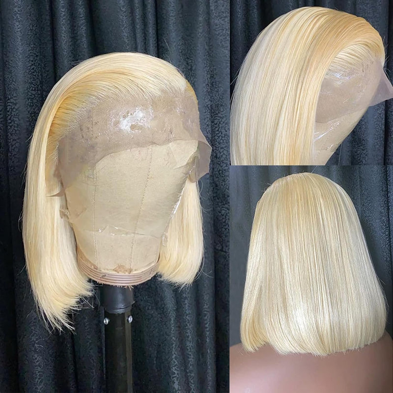 {50% Off} 13x4 Preplucked 613 Blonde Human Hair BOB Lace Wig | Silky Straight