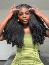 3 in 1 Half Wig with Drawstring Kinky Hair Coily Ends Glueless Human Hair Wig