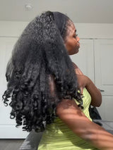 3 in 1 Half Wig with Drawstring Kinky Hair Coily Ends Glueless Human Hair Wig