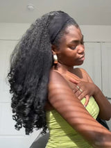 3 in 1 Half Wig with Drawstring Kinky Hair Coily Ends Glueless Human Hair Wig