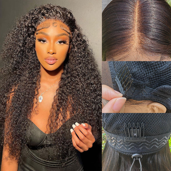 Upgraded Drawstring Dome Cap 3D Fitted Pre-Cut HD Lace Closure Wig Curly