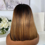 {50% Off US ONLY} 13x4 Transparent Lace Preplucked Human Hair Ombre Highlight Bob Lace Front Wig