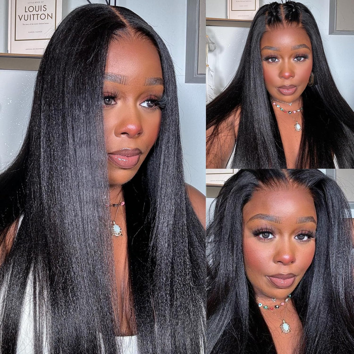 Skin Melt Full Lace (Whole Lace Cap) Light Yaki Delicate Hairline Human Hair Lace Wig
