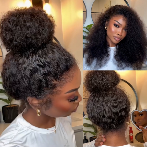 Skin Melt 360 Lace Knot-free Fluffy Edge Invisible Strap Human Hair Frontal Wig | Burmese Kinky Curly