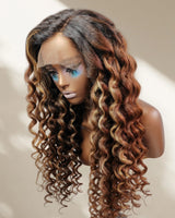 Upgraded Knot-Free 13x6 Fitted Cap Glueless Skin Melt Lace Front Wig Kinky Loose Highlights
