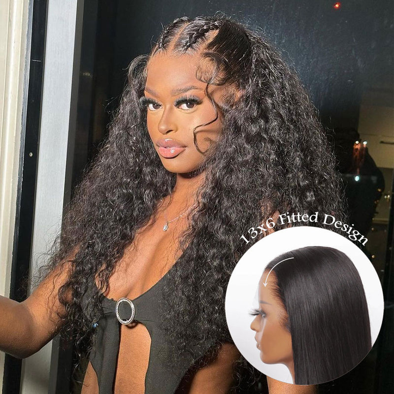 New 13x6 Fitted Cap Glueless Skin Melt Lace Front Wig Loose Wave