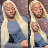 {50% Off} 613 Blonde 13x6 HD Lace Preplucked Human Hair Lace Frontal Wig Silky Straight