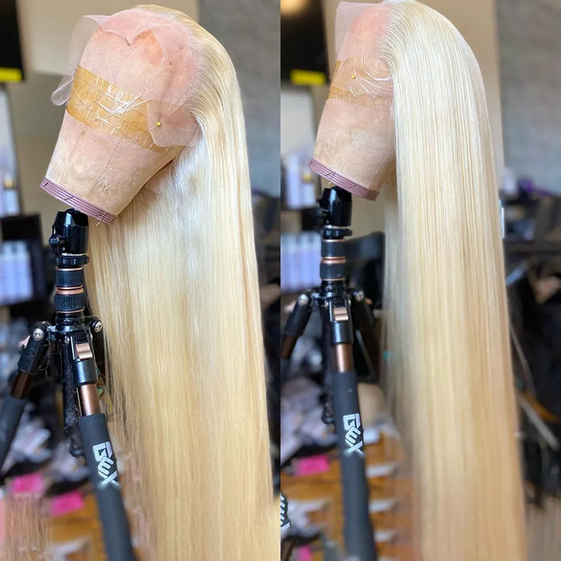{50% Off} 613 Blonde 13x6 HD Lace Preplucked Human Hair Lace Frontal Wig Silky Straight