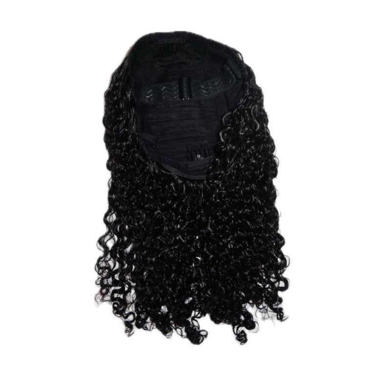 Flip Over Half Wig with Drawstring Deep Curls Glueless Human Hair Wig