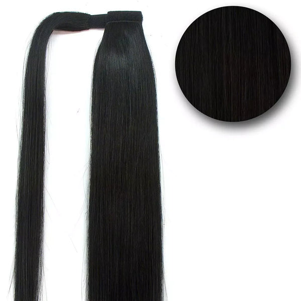 3D Sleeve Ponytail Human Hair Sleek Straight Drawstring Ponytail Extension