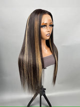 Diva | Ombre Balayage Straight Highlight Preplucked Human Hair Lace Front Wig