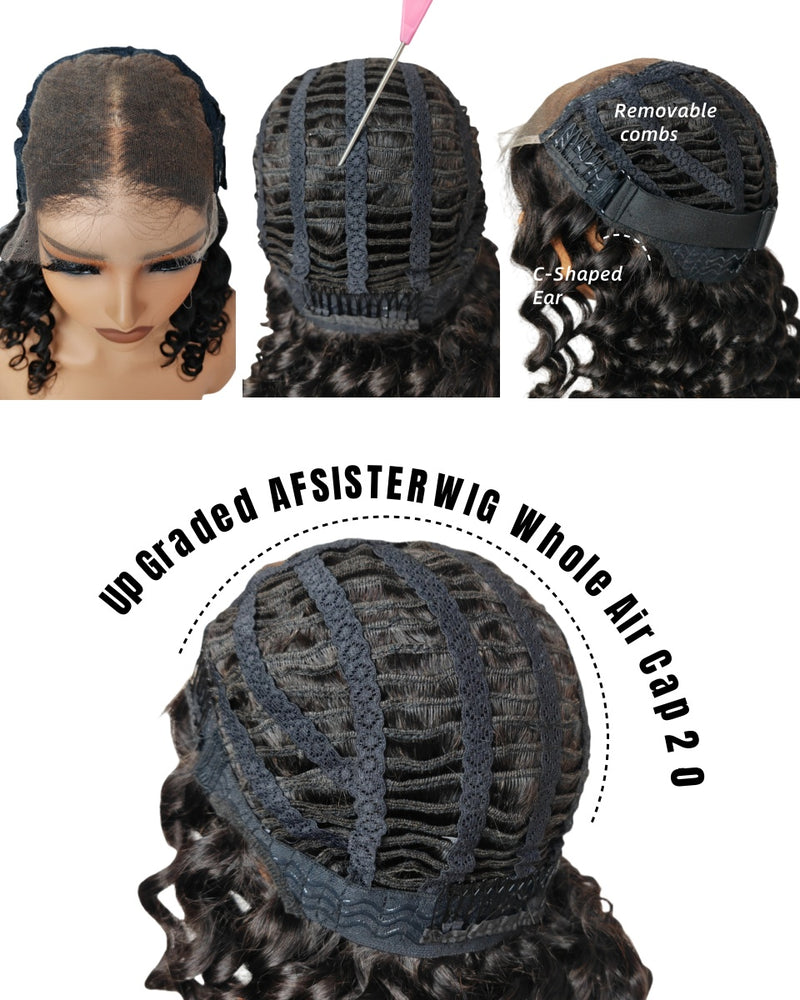 Upgraded Air Cap KNOT-FREE 5x5/13x6 Skin Melt Lace Human Hair Wig Water Wave