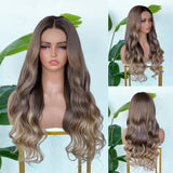 [SalonLux] 13x4 HD Lace Ombre Ash Blonde Wavy Preplucked Human Hair Lace Front Wig