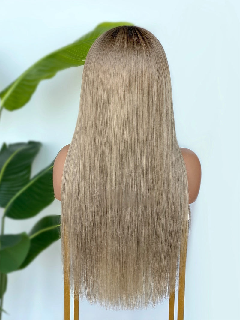 [SalonLux] 13x4 HD Lace Ombre Platinum Straight Preplucked Human Hair Lace Front Wig