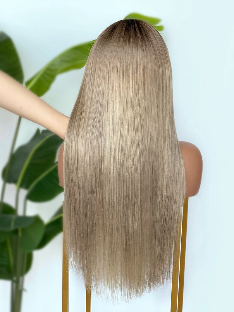 [SalonLux] 13x4 HD Lace Ombre Platinum Straight Preplucked Human Hair Lace Front Wig
