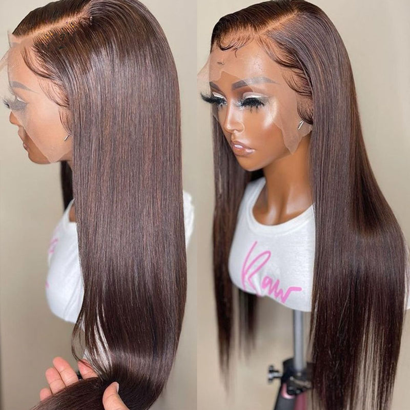 Upgraded Knot-Free 13x6 Fitted Cap Glueless Skin Melt Lace Front Wig Brown