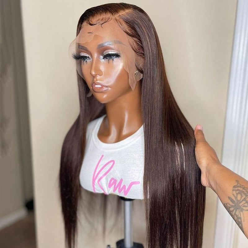Upgraded Knot-Free 13x6 Fitted Cap Glueless Skin Melt Lace Front Wig Brown