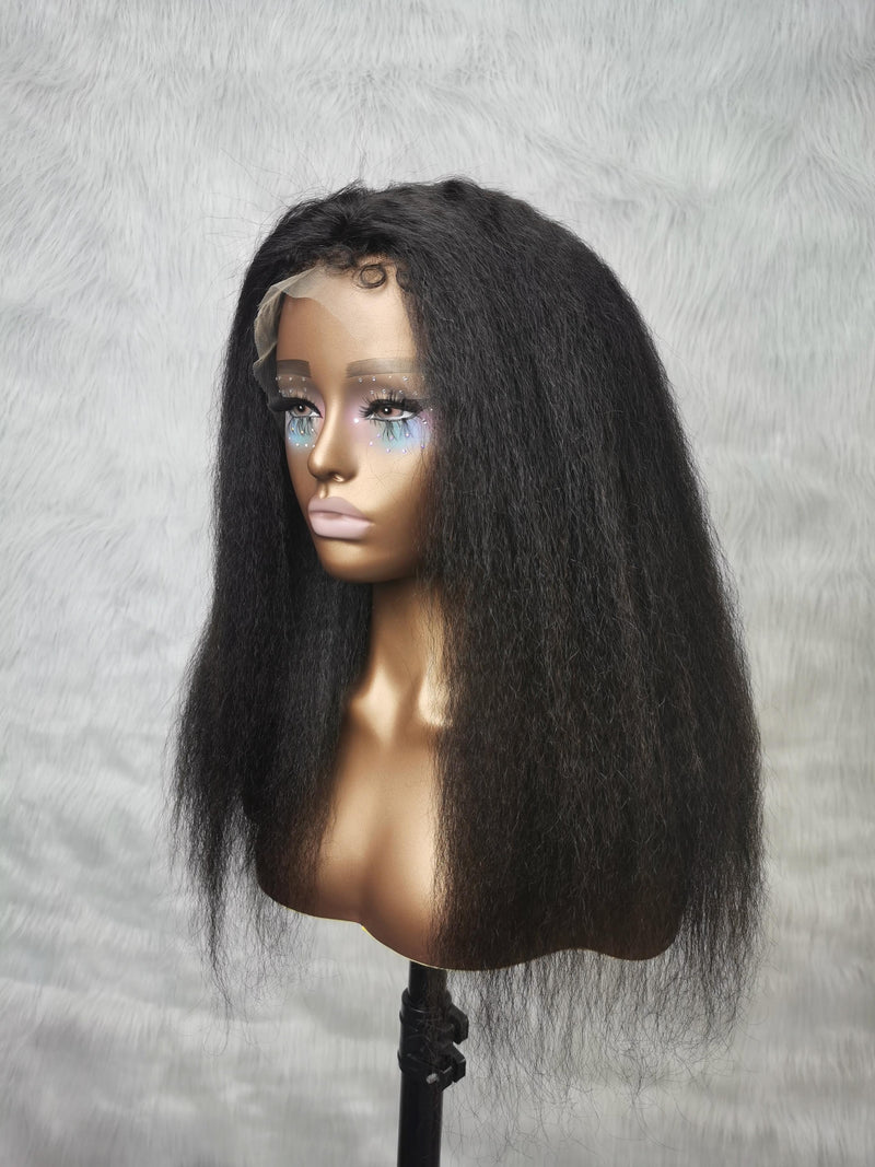{LAST-PIECE-CLEARANCE}  Skin Melt Lace 13X6 Curly Edge Human Hair Kinky Wig