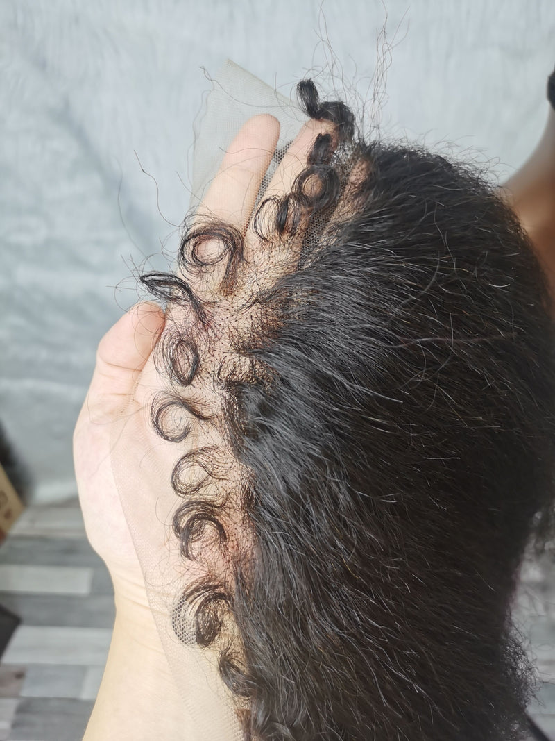 {LAST-PIECE-CLEARANCE}  Skin Melt Lace 13X6 Curly Edge Human Hair Kinky Wig
