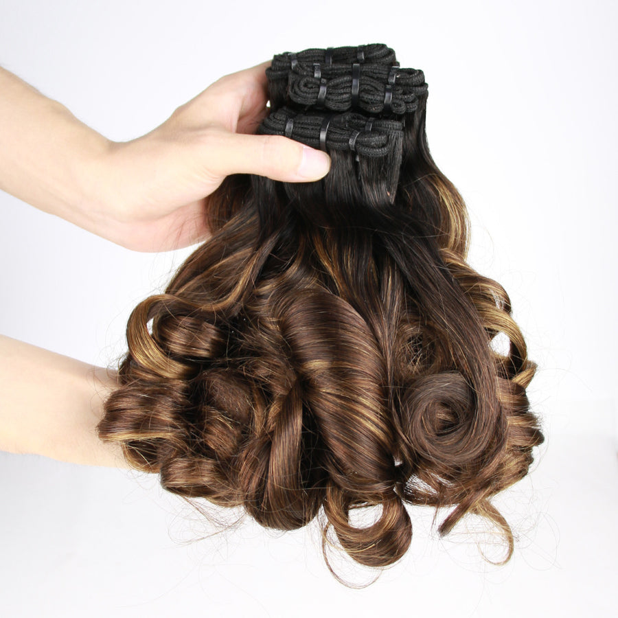 High Quality Human Hair fumi spring curly Bundles Weave Hair Extension