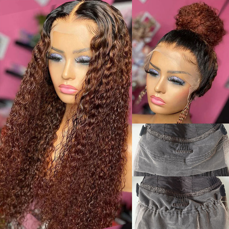 CLEARANCE 360 Lace Invisible Strap 250% Human Hair Lace Wig Ombre Brown