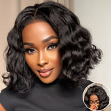 Drawstring 4C Edge 9x6 Fitted Pre-Cut Lace Closure Wavy Bob Wig