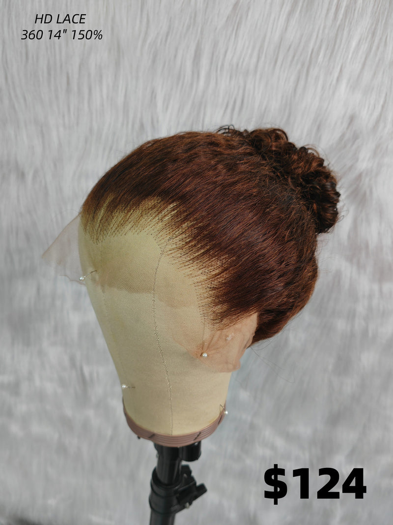 {LAST-PIECE-CLEARANCE}  Skin Melt Lace 360 Invisible Strap Brown Human Hair Water Wave Wig