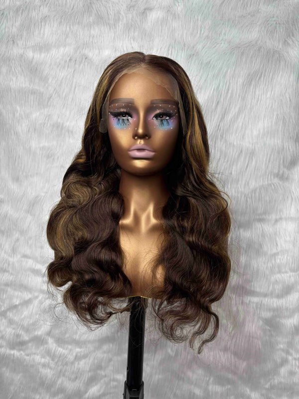 {LAST-PIECE-CLEARANCE} 13x6 Skin Melt Lace Human Hair Lace Front Wig Highlight Body Wave