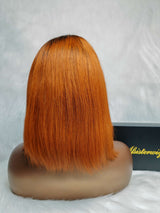 {LAST-PIECE-CLEARANCE} 13x4 Transparent Lace Ombre Ginger Human Hair Bob Wig