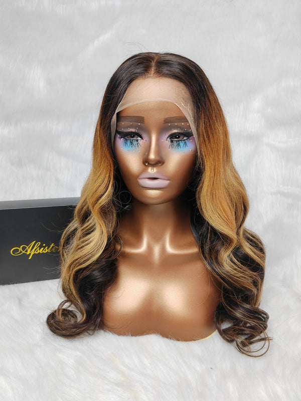 {LAST-PIECE-CLEARANCE} Ombre Highlight 360 Lace 180% Body Wave Human Hiar Wig