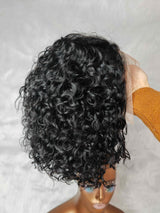 {LAST-PIECE-CLEARANCE} 13x4 Transparent Lace Front Human Hair Pixie Curly Wig