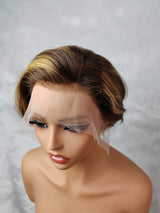 {LAST-PIECE-CLEARANCE} 13x4 Transparent Lace Pixie Highlight Human Hair Wig