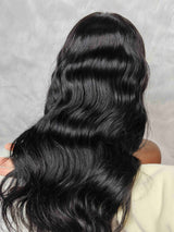 {LAST-PIECE-CLEARANCE} 13x4 Transparent Lace Jet Black Human Hair Body Wave Wig