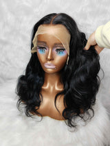 {LAST-PIECE-CLEARANCE} 13x4 Transparent Lace Jet Black Human Hair Body Wave Wig