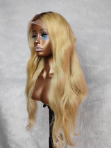 {LAST-PIECE-CLEARANCE} Highlight Blonde Human Hair Natural Wavy Lace Front Wig