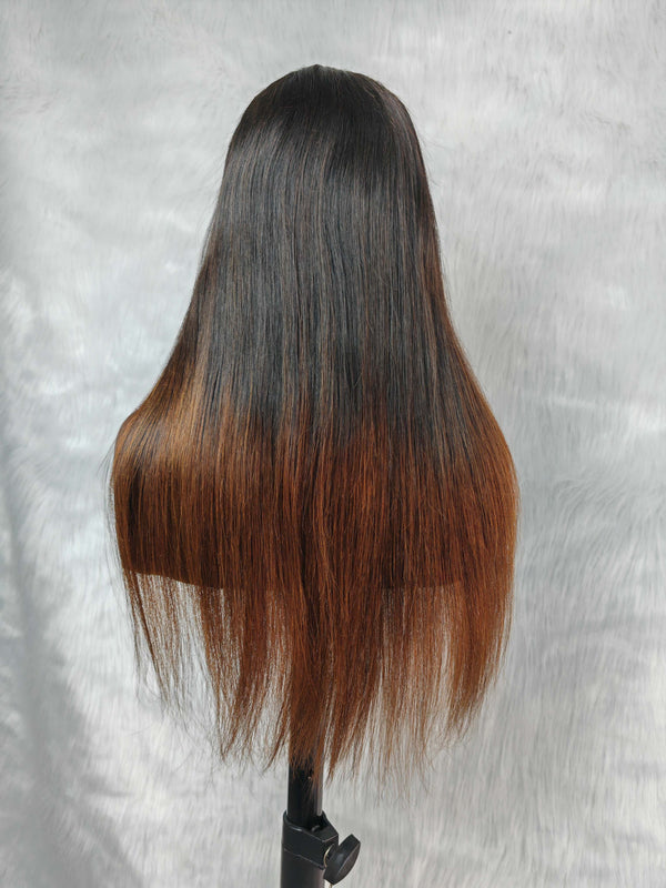 {LAST-PIECE-CLEARANCE} 6x6 HD Skin Melt Lace Ombre Colored Human Hair Closure Wig
