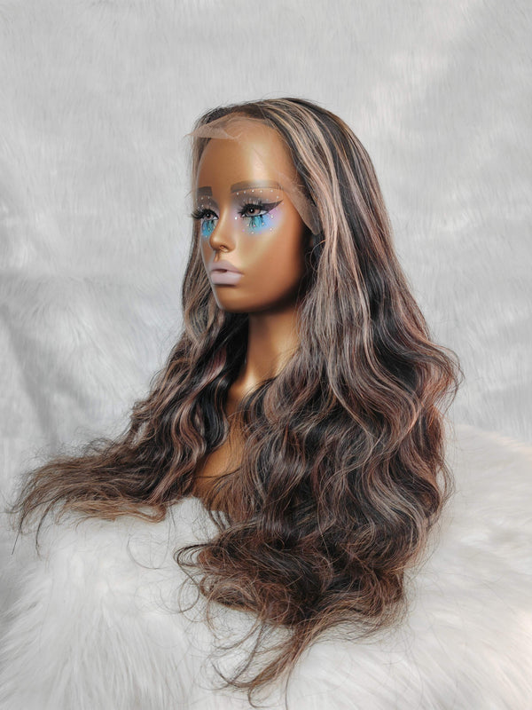 {LAST-PIECE-CLEARANCE} 13x6 Skin Melt Lace Balayage Body Wave Human Hair Lace Front Wig