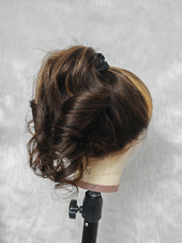{LAST-PIECE-CLEARANCE}  Skin Melt Whole Lace Cap Human Hair Highlight Full Lace Wig