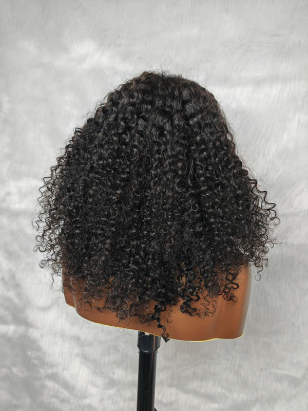 {LAST-PIECE-CLEARANCE} 13x4 Transparent Lace Fake Scalp Human Hair Lace Front Wig Deep Curly