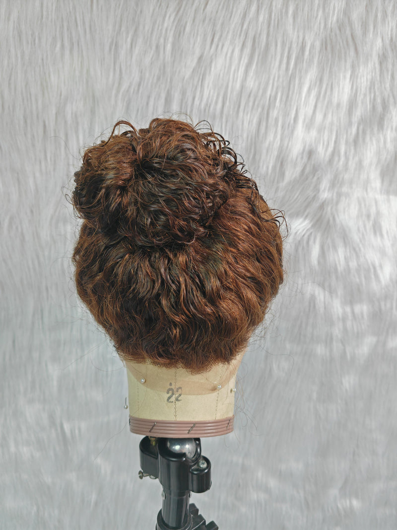 {LAST-PIECE-CLEARANCE}  Skin Melt Lace 360 Invisible Strap Brown Human Hair Water Wave Wig