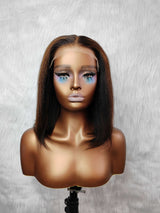 {LAST-PIECE-CLEARANCE} 7X5 HD Skin Melt Lace Drawstring Yaki Highlight Human Hair Bob Wig