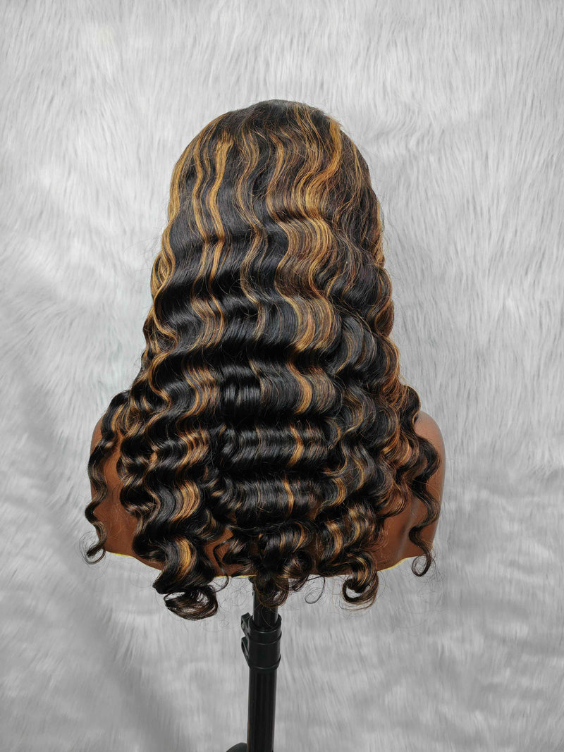 {LAST-PIECE-CLEARANCE} 13x6 Full Frontal Highlight Loose Wave Human Hair Lace Wig