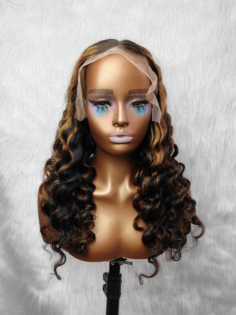 {LAST-PIECE-CLEARANCE} 13x6 Full Frontal Highlight Loose Wave Human Hair Lace Wig