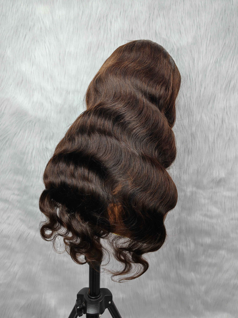 {LAST-PIECE-CLEARANCE} Skin Melt Lace Full Lace Brown Body Wave Human Hair Wig