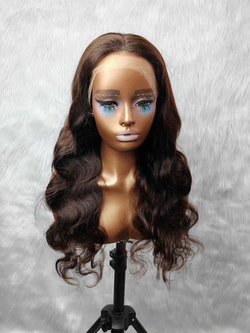 {LAST-PIECE-CLEARANCE} Skin Melt Lace Full Lace Brown Body Wave Human Hair Wig