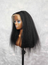 {LAST-PIECE-CLEARANCE} 13x6 Full Frontal Jet Black #1 Human Hair Wig Kinky Straight