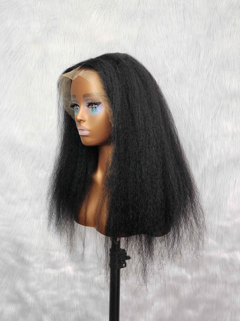 {LAST-PIECE-CLEARANCE} 13x6 Full Frontal Jet Black #1 Human Hair Wig Kinky Straight