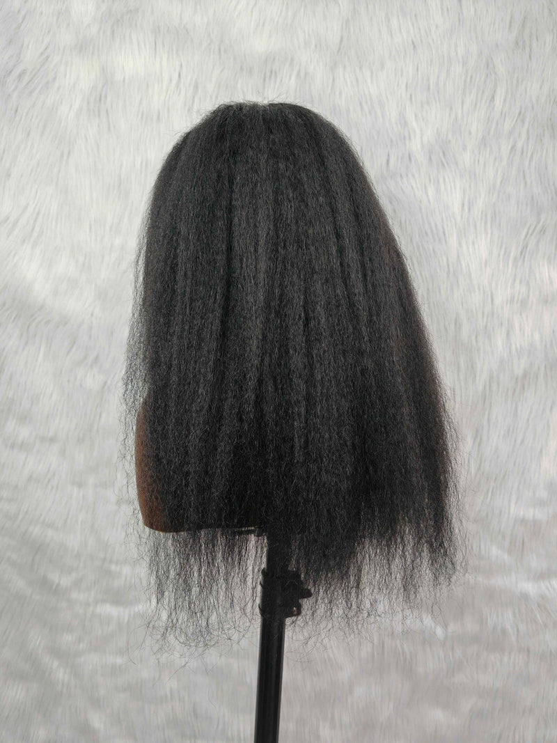 {LAST-PIECE-CLEARANCE} 13x6 Full Frontal Jet Black #1 Human Hair Wig Kinky Straight