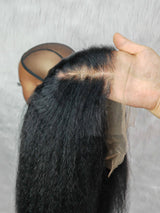 {LAST-PIECE-CLEARANCE} 13x6 Full Frontal Jet Black #1 Human Hair Wig Kinky Straight